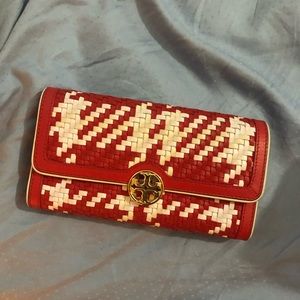 Tory Burch woven clutch wallet